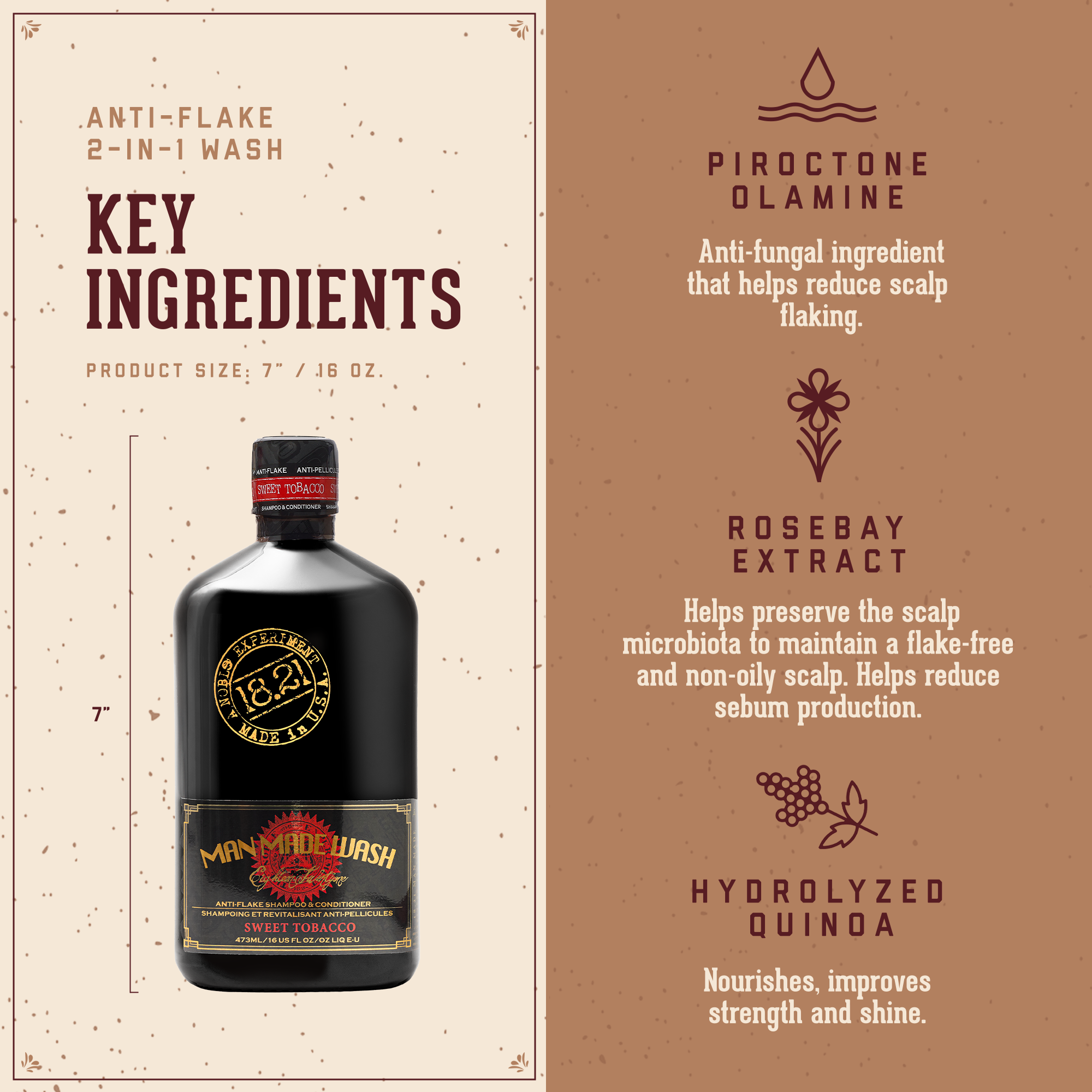 Man Made Wash 2 in 1 - Anti Pelliculaire 473ml - Sweet Tobacco